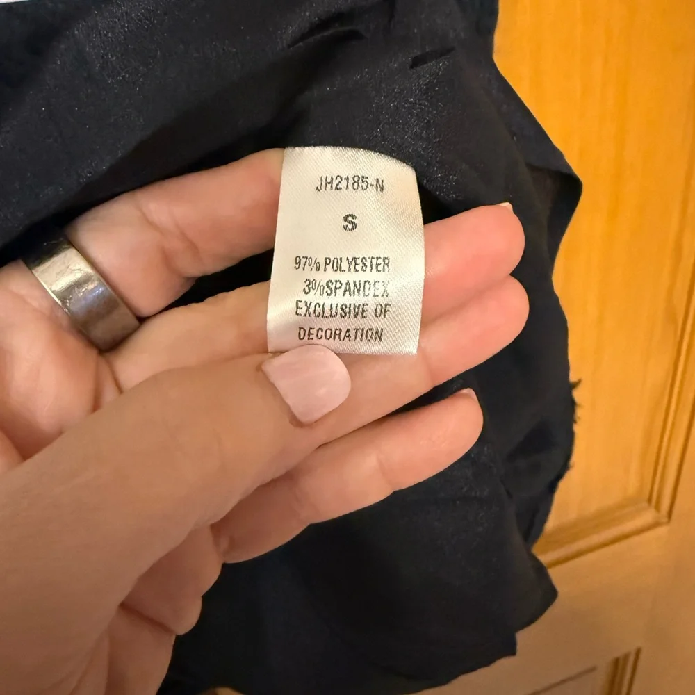 THML navyTextured Short Dress with White Piping - Picture 6 of 7